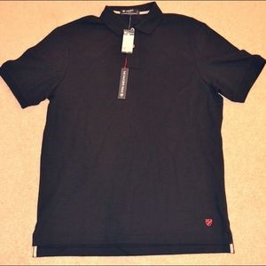 Cremieux Mens Black Classic Pique SS M Polo NWT!